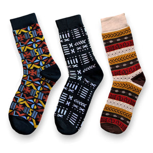 Chaussettes africaines / chaussettes afro - Lot de 3 paires EHA