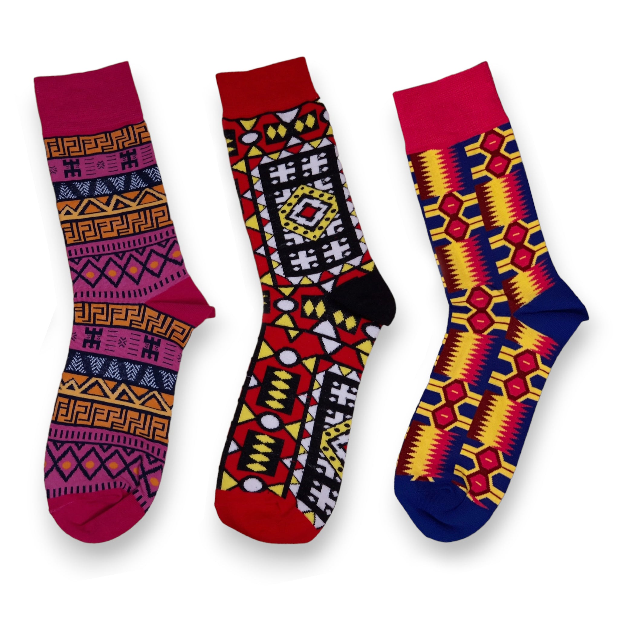 Chaussettes africaines / chaussettes afro - Lot de 3 paires IHINRON