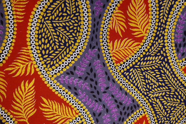 African print fabric - Exclusive Embellished Glitter effects 100% cotton - SP-8007 Gold Red