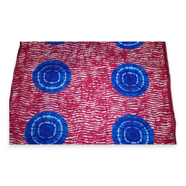 African print fabric - Pink / Blue Tie Dye - Polycotton