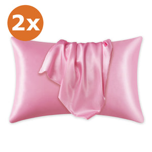 2 STÜCKS - Satin-Kissenbezug Rosa 60 x 70 cm Standard-Kissengröße - Silky satin pillowcase