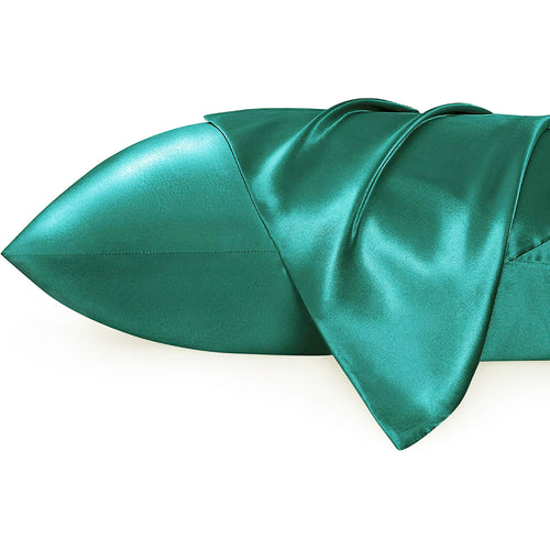 2 PIÈCES - Taie d'oreiller en satin Vert tendre 60 x 70 cm taille standard - Taie d'oreiller en satin soyeux