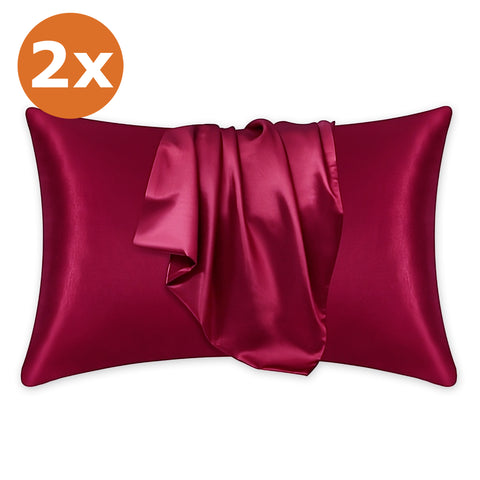 2 STÜCKS - Satin-Kissenbezug Rot 60 x 70 cm Standard-Kissengröße - Silky satin pillowcase