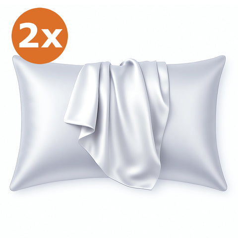 2 STÜCKS - Satin-Kissenbezug Silbergrau 60 x 70 cm Standard-Kissengröße - Silky satin pillowcase