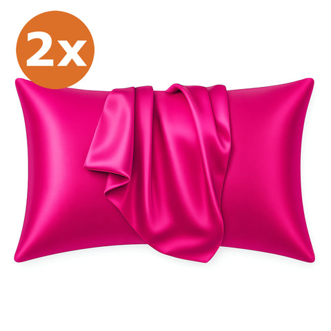 2 STÜCKS - Satin-Kissenbezug Fuchsia 60 x 70 cm Standard-Kissengröße - Silky satin pillowcase