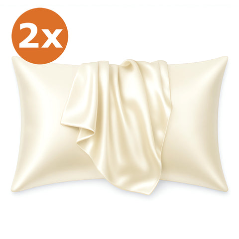 2 STÜCKS - Satin-Kissenbezug Elfenbein 60 x 70 cm Standard-Kissengröße - Silky satin pillowcase
