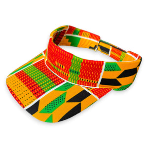 African print Sun visor cap - Green / yellow Kente