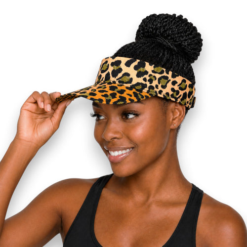 Afrikanischer Print Sonnenschutzkappen - Orange Beige Leopard Queen