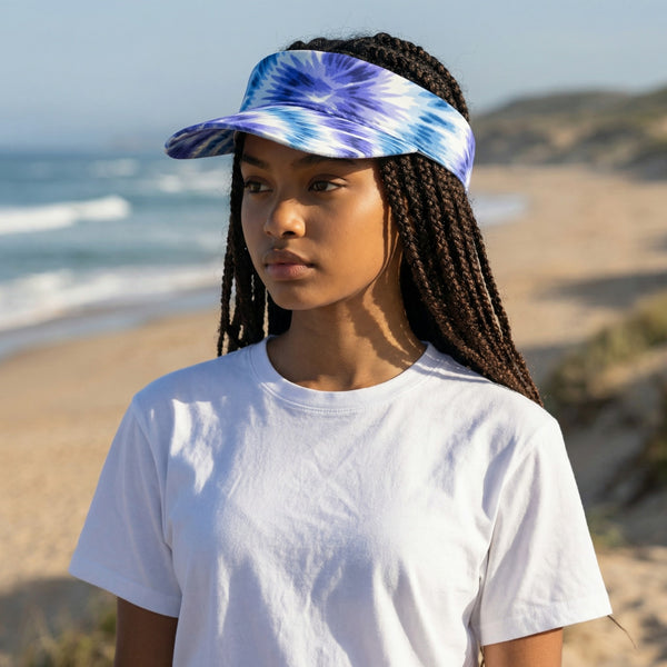Casquettes pare-soleil à imprimé africain - Bleu Tie Dye 