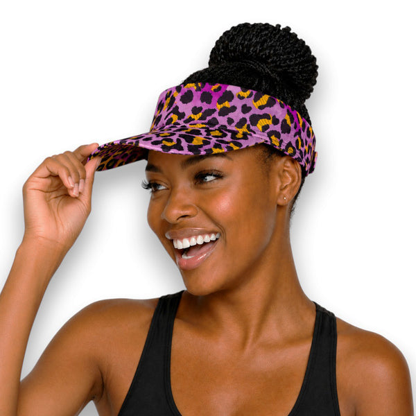 Afrikanischer Print Sonnenschutzkappen - Lila Leopard Spots