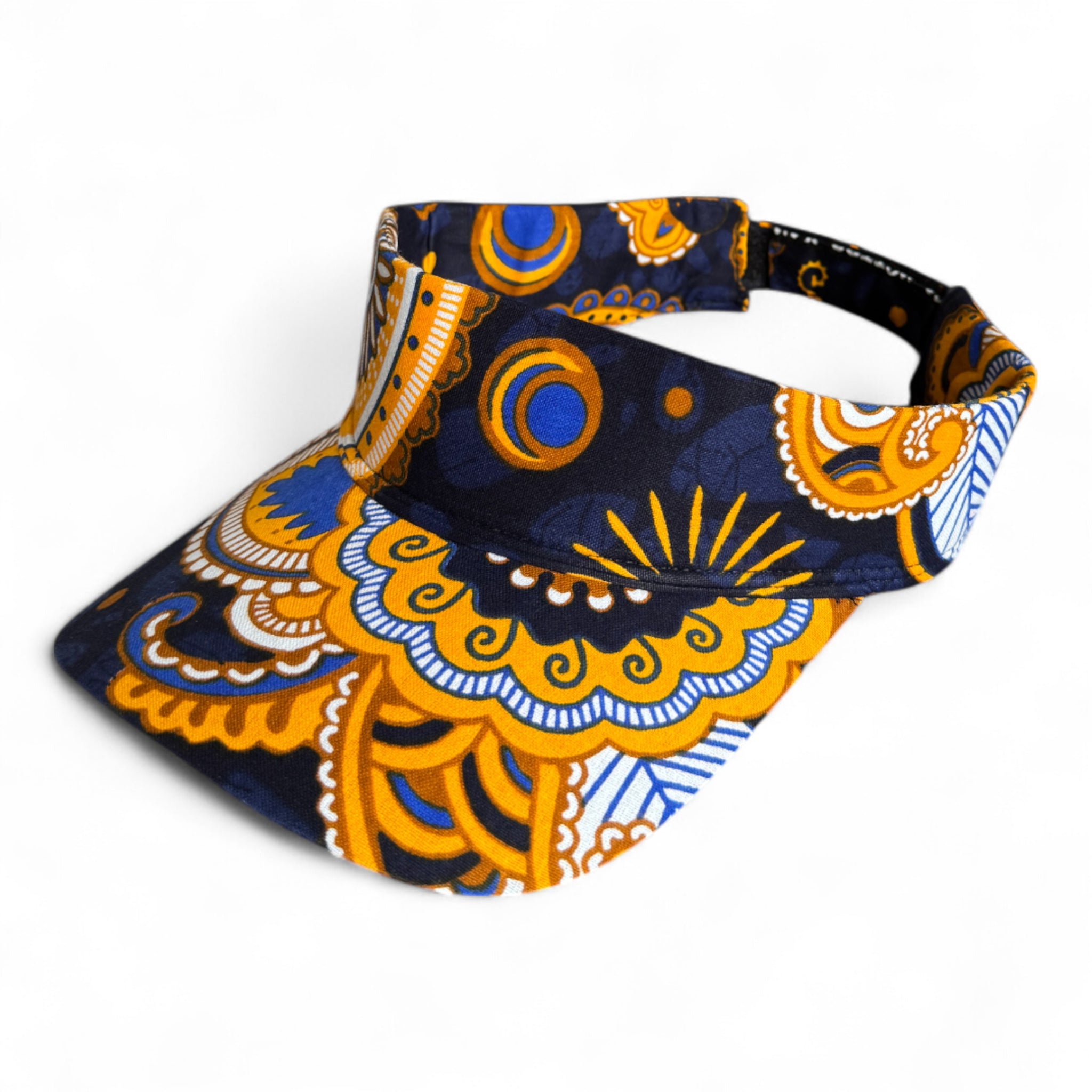Casquettes pare-soleil à imprimé africain - Bleu marine Jaune Paisley