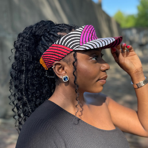 Casquettes pare-soleil à imprimé africain - Cercle concentrique orange et violet