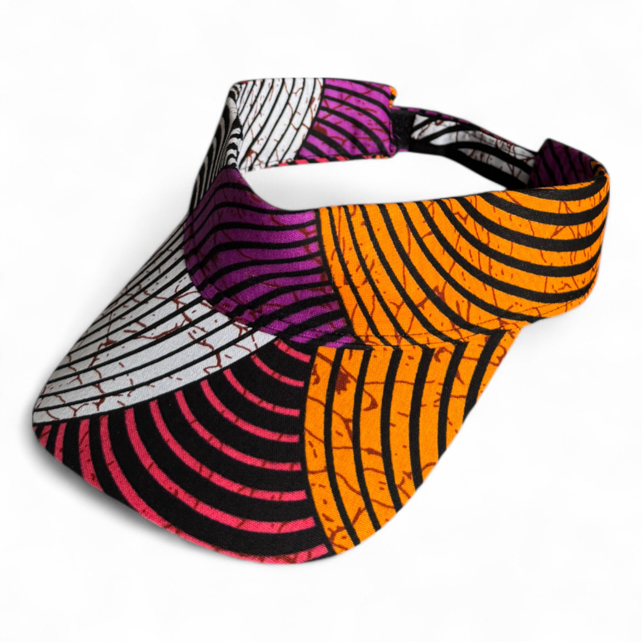 Casquettes pare-soleil à imprimé africain - Cercle concentrique orange et violet