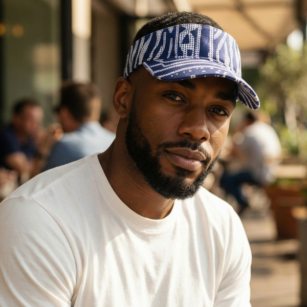 Afrikanischer Print Sonnenschutzkappen - Blue Ndop Kamerun