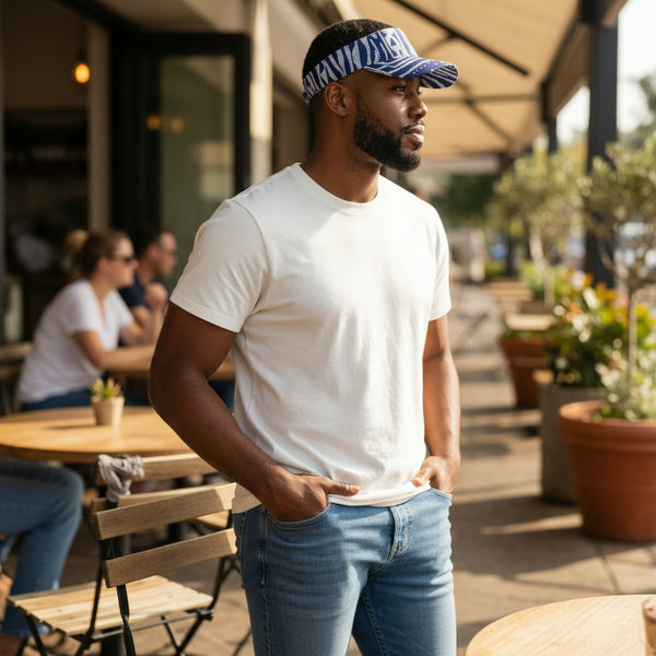 Afrikanischer Print Sonnenschutzkappen - Blue Ndop Kamerun