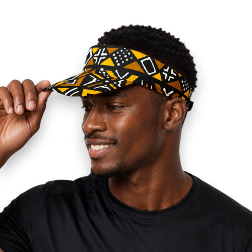 Casquettes pare-soleil à imprimé africain - Marron Bogolan Geometry