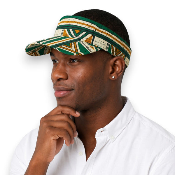 African print Sun visor cap - Green Bogolan Heritage