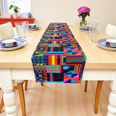 Afrikanischer Print Tischläufer - Tischdecke - Lila / Rosa Kente