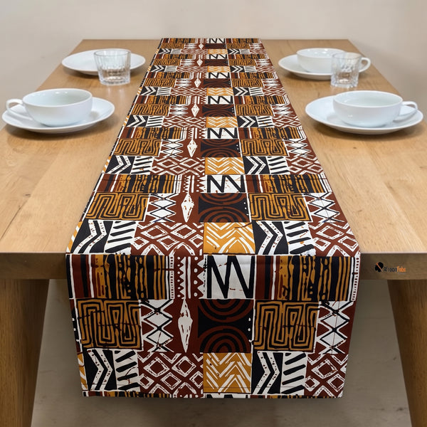 Chemin de table africain / nappe - Marron 