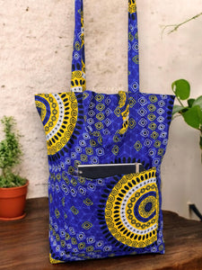 Sac cabas imprimé africain - Bleu Dotted Patterns  - Sacs fourre-tout / Sac en Toile en coton réutilisable