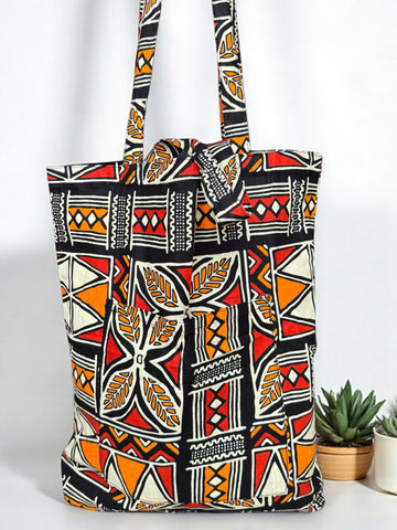 Sac cabas imprimé africain - Orange - Sacs fourre-tout / Sac en Toile en coton réutilisable
