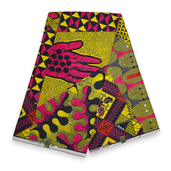 Tissu VLISCO Wax Hollandais - Citron vert rose High-Life VL04111.023