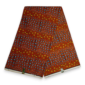 Tissu VLISCO Wax Hollandais - Orange / brun leopard