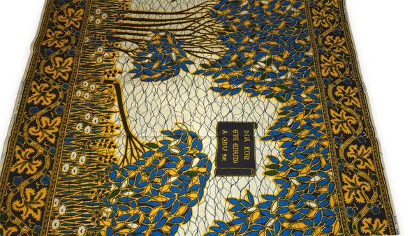 VLISCO Hollandais Wax print fabric - Blue Yellow Fallen tree VL00562 Limited Edition