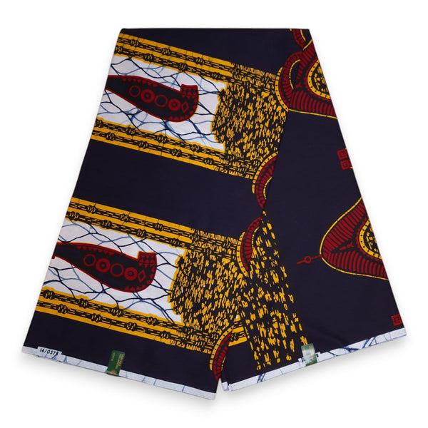 VLISCO Stoff Hollandais Afrikanischer Wax print - Dunkelblaues Chiefs' sword VL00578-114