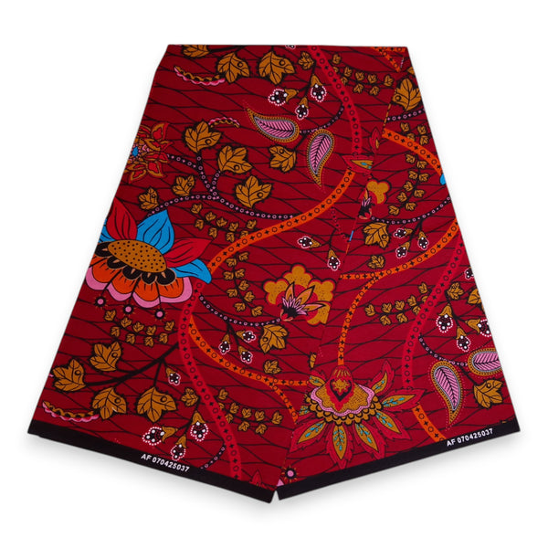 Bucket hat / Fisherman hat with African print - Dark Red & Yellow Botanical Flow - Kids & Adults sizes (Unisex)