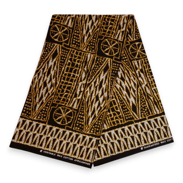 African print Sun visor cap - Black Yellow Ndop Cameroon