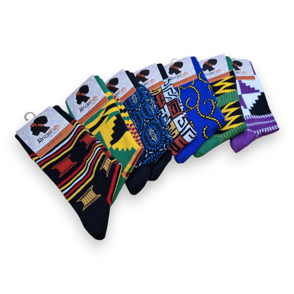 African socks / Afro socks / African print socks - Blue Kente