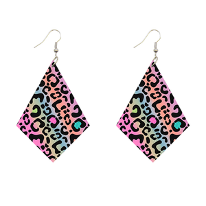 African Print Earrings | Rhombus shaped - Leopard