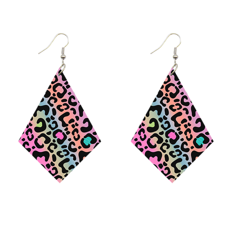 Boucles d'oreilles africaines en forme de losange - Leopard