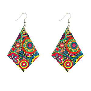 African Print Earrings | Rhombus shaped - Circular