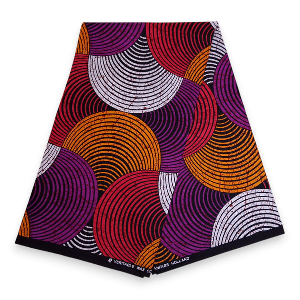 African headwrap - Orange & Purple Concentric Circle