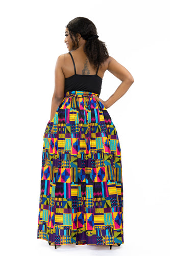 Jupe longue à imprimé africain - Multicolore Kinte
