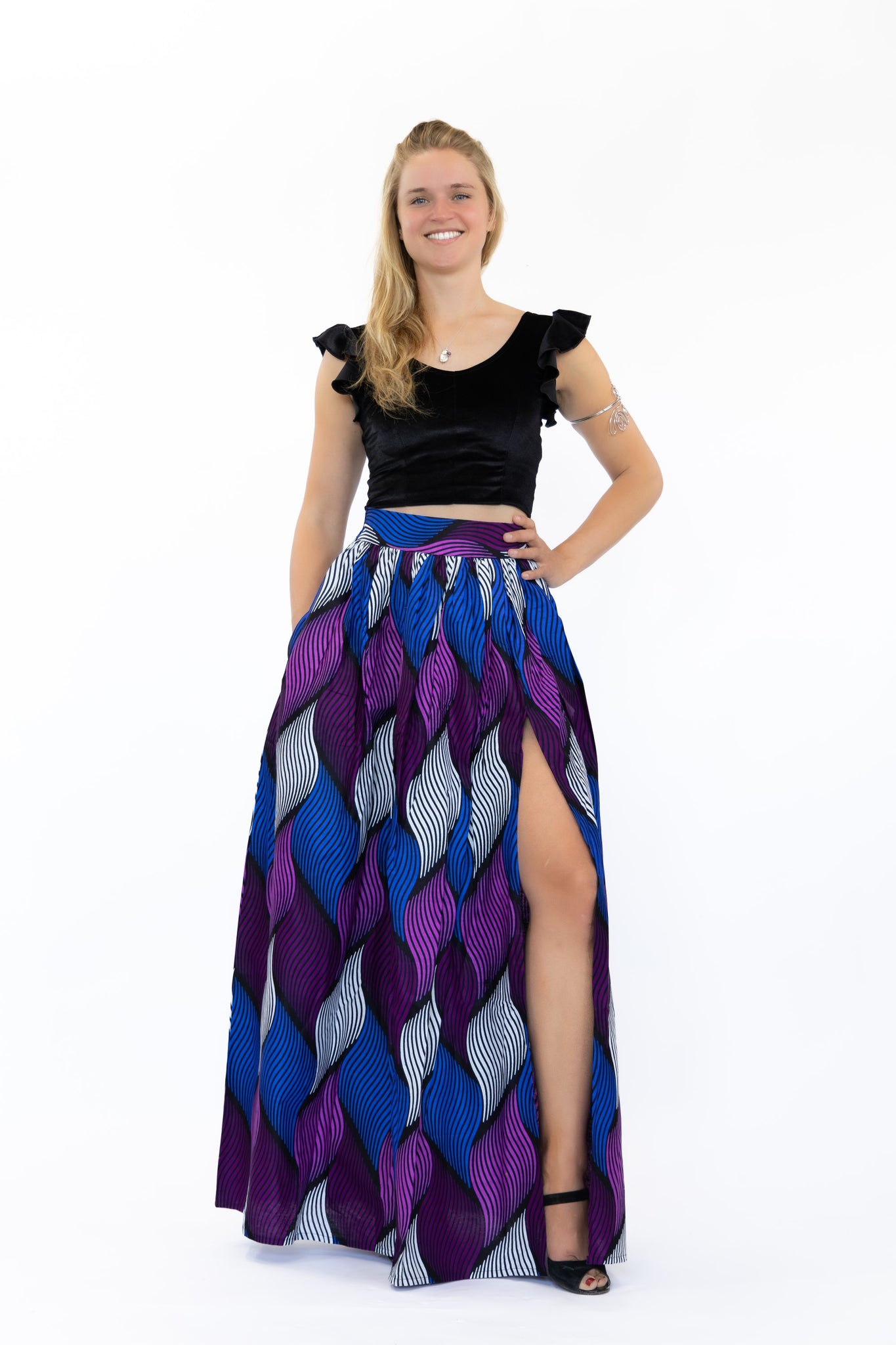 Maxirock mit afrikanischem Print - Lila Swirl