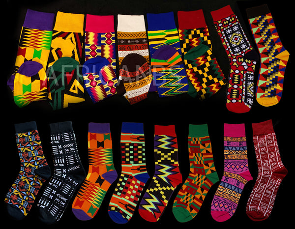 Chaussettes africaines / chaussettes afro / chaussettes kente - Jaune