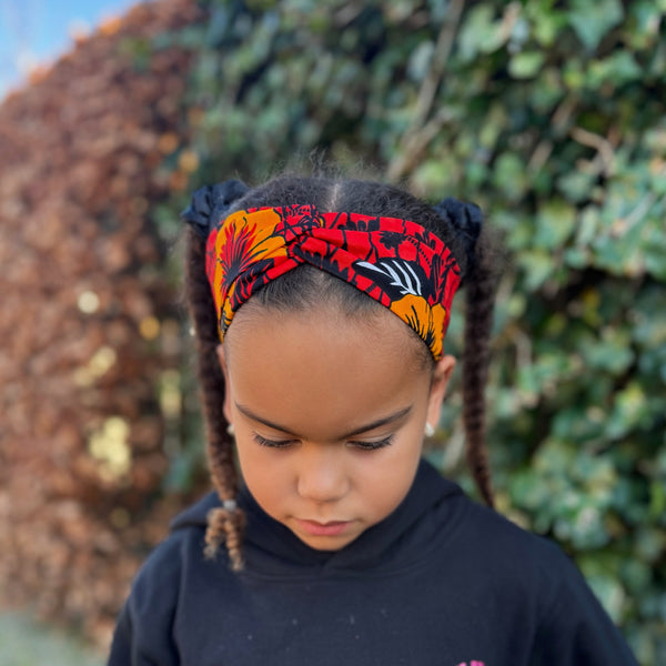 Bandeau imprimé africain - Enfants - Accessoires pour cheveux - Fleur rouge