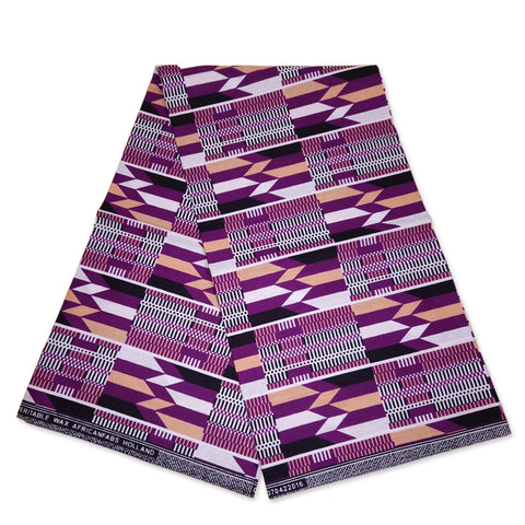 African Purple kente print fabric KENTE Ghana wax cloth AF-4026 - 100% Cotton