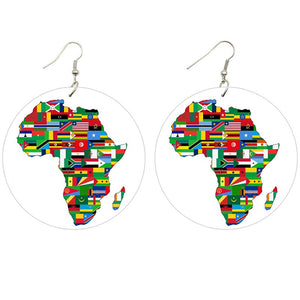 Boucles d'oreilles africaines | Le continent africain avec tous les drapeaux des pays