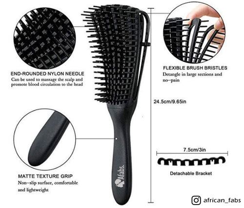 Afabs® Schwarze Anti-Tangle Haarbürste + Grüne Satin Bonnet | Entwirrungsbürste | Hair bonnet | Kamm für Locken | Lockenhaarbürste
