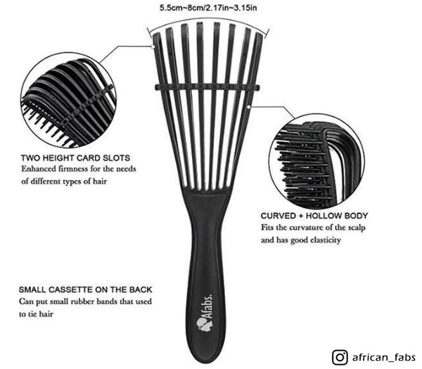 Black Detangler brush + Green Satin Hair Bonnet | Comb for curls | Afro hair brush