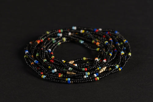 Waist Beads / Afrikanische Taillenkette - IDEN - Schwarz (elastisch)
