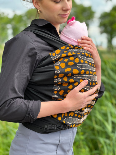 African Print Baby Carrier / Baby sling / baby wrap - Black Mud cloth stripes