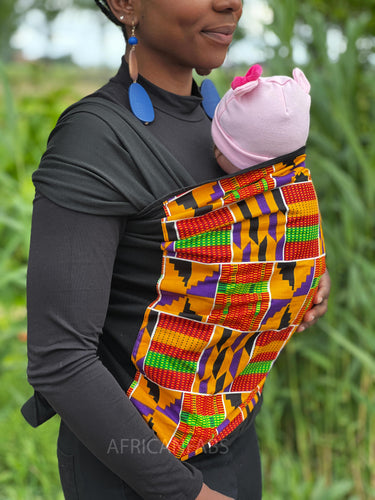 Babytragetuch mit afrikanischem Print / Baby sling / Tragetuch - Lila / orange Kente