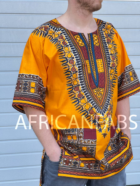 Dashiki Shirt / Dashiki Kleid - Orange - Afrikanisches Top - Unisex - Vlisco