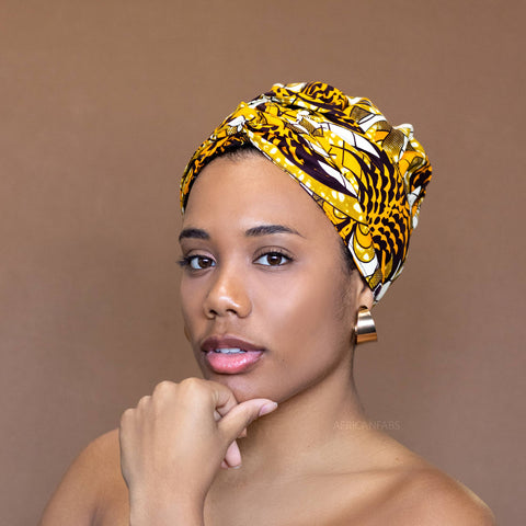 Easy headwrap - Satin lined hair bonnet - Orange effect