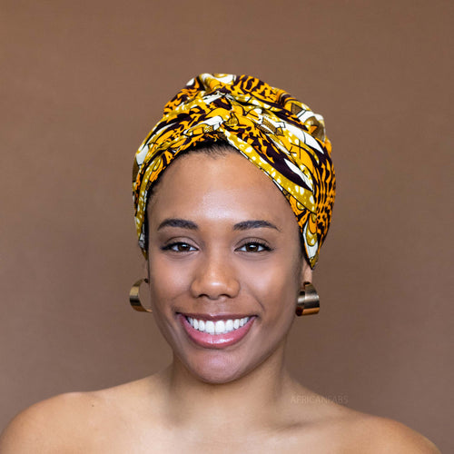 Easy headwrap - Satin lined hair bonnet - Orange effect